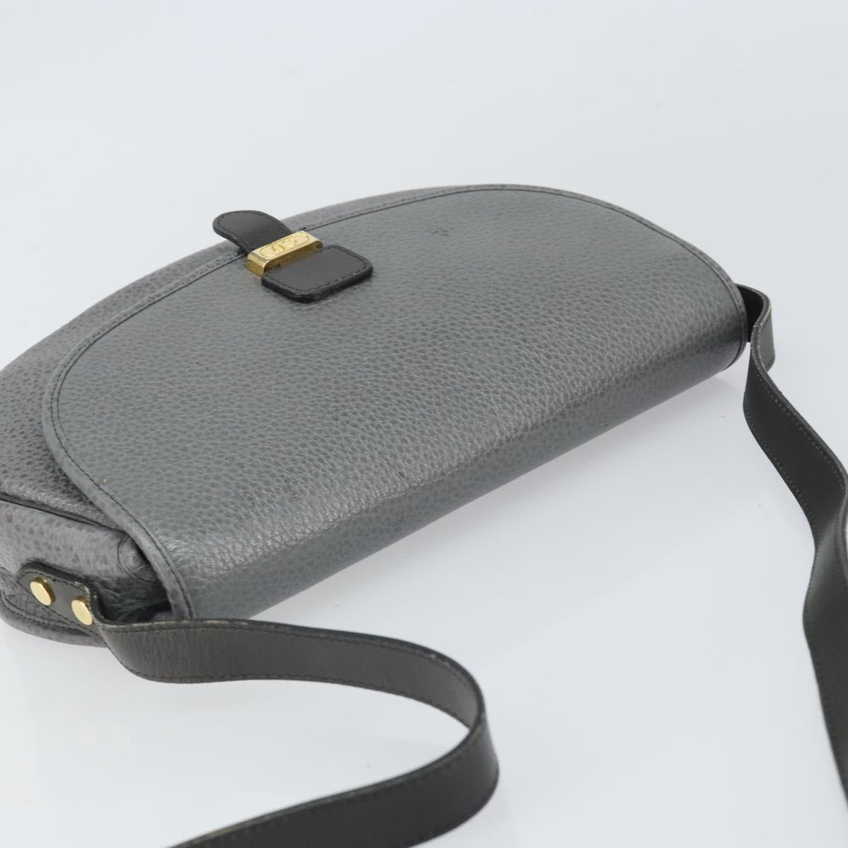 Christian Dior Shoulder Bag Leather Gray Gold Auth ep13132