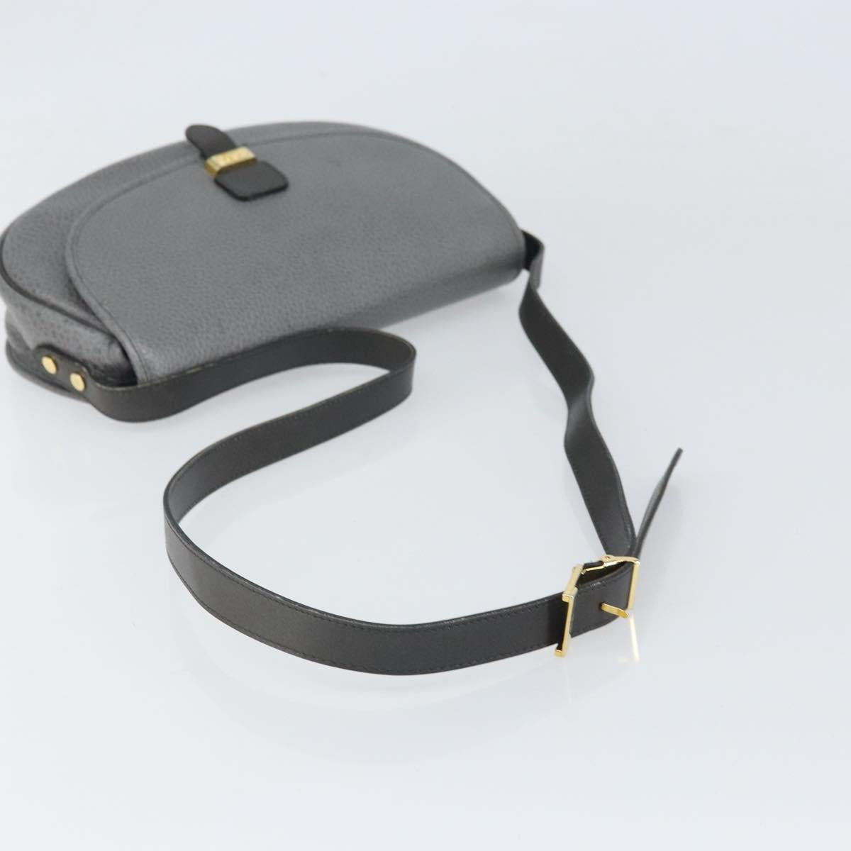 Christian Dior Shoulder Bag Leather Gray Gold Auth ep13132