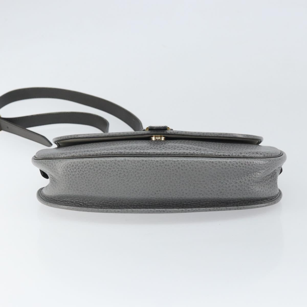 Christian Dior Shoulder Bag Leather Gray Gold Auth ep13132