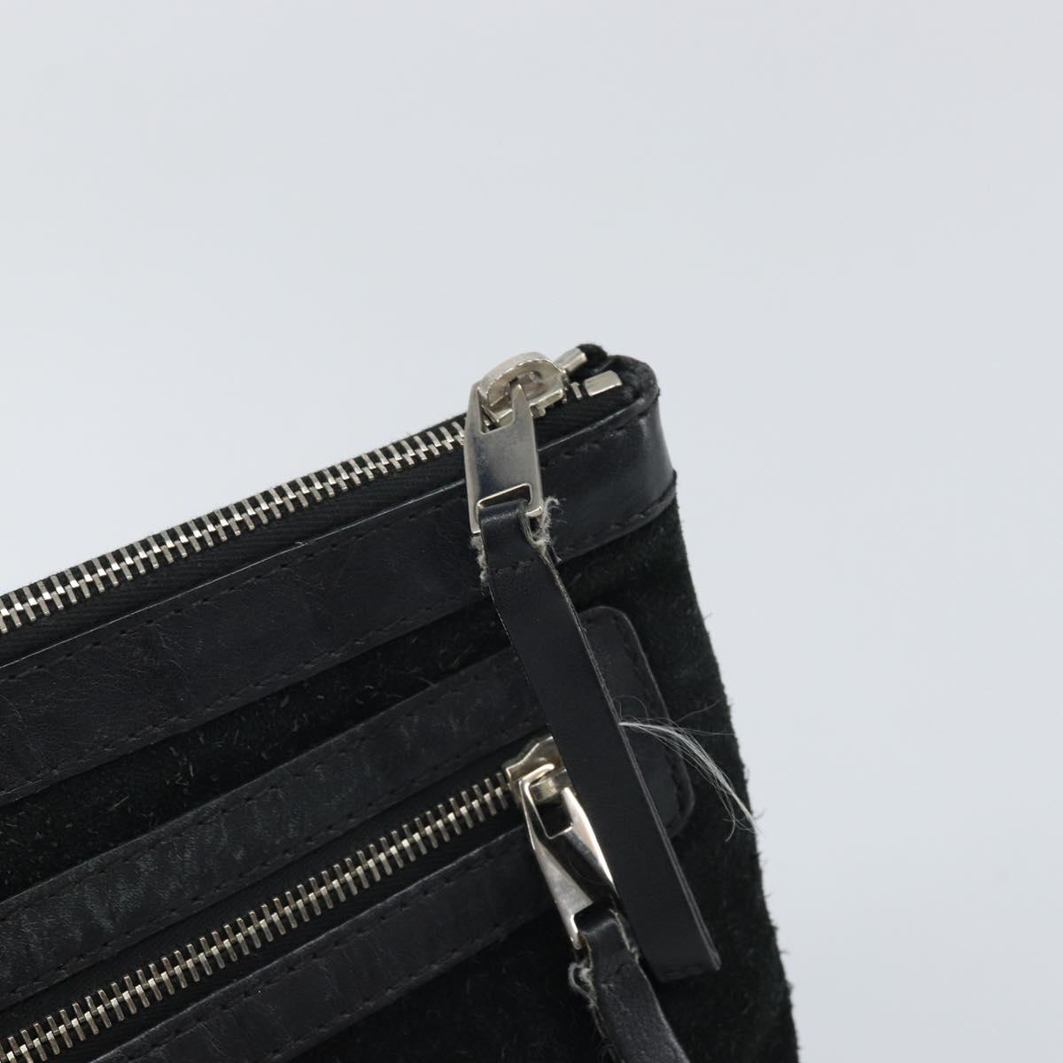 BALENCIAGA Clutch Bag Suede Black Silver 273022 Auth ep13134