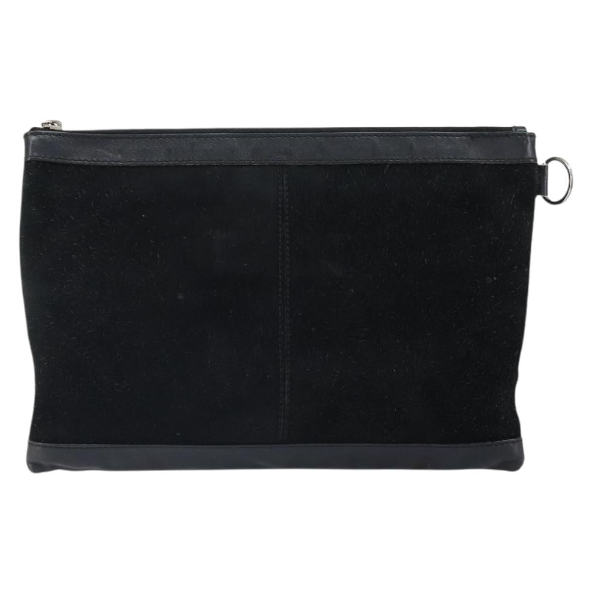 BALENCIAGA Clutch Bag Suede Black Silver 273022 Auth ep13134