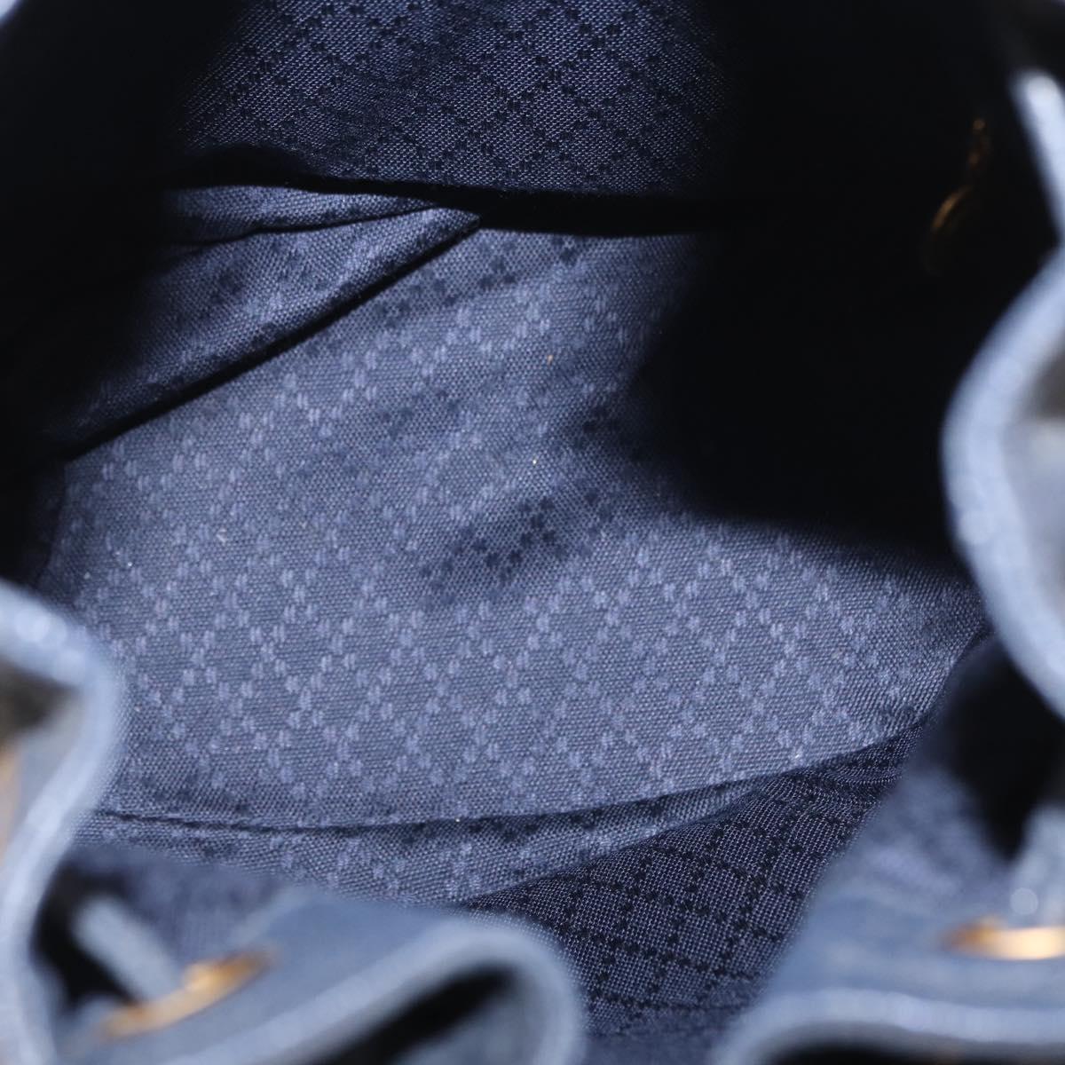 GUCCI Bamboo Hand Bag Leather 2way Navy Gold 001 2040 1657 Auth ep13138