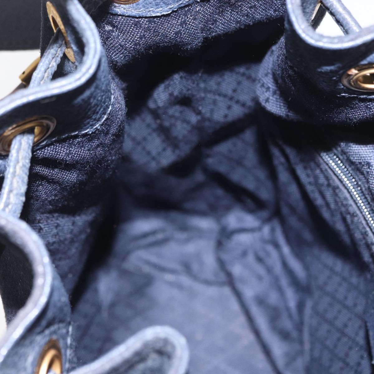 GUCCI Bamboo Hand Bag Leather 2way Navy Gold 001 2040 1657 Auth ep13138