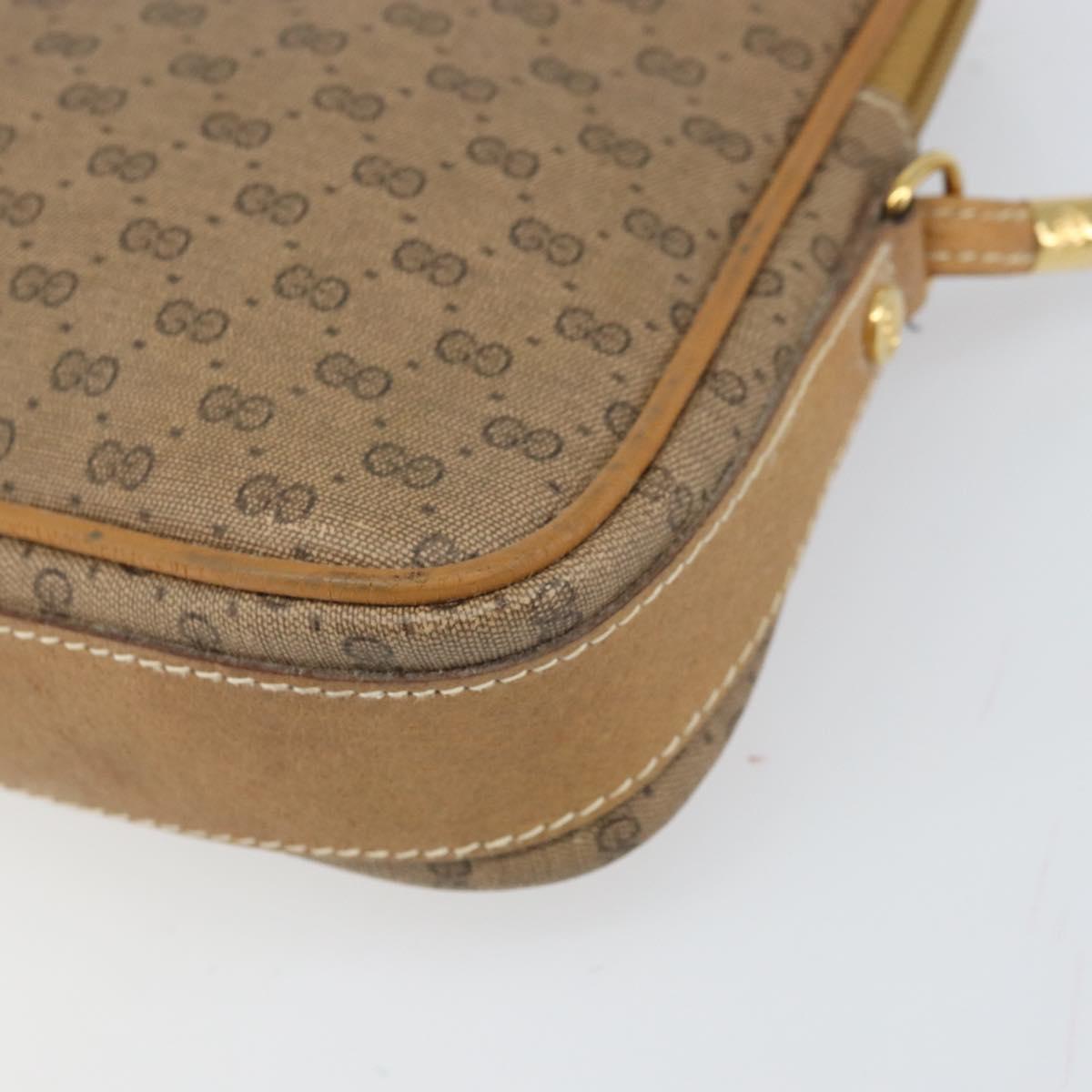 GUCCI Micro GG Supreme Shoulder Bag PVC Beige Gold Auth ep13139