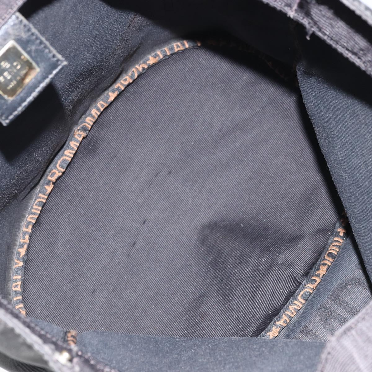 FENDI Hand Bag Nylon Black Silver Auth ep13140