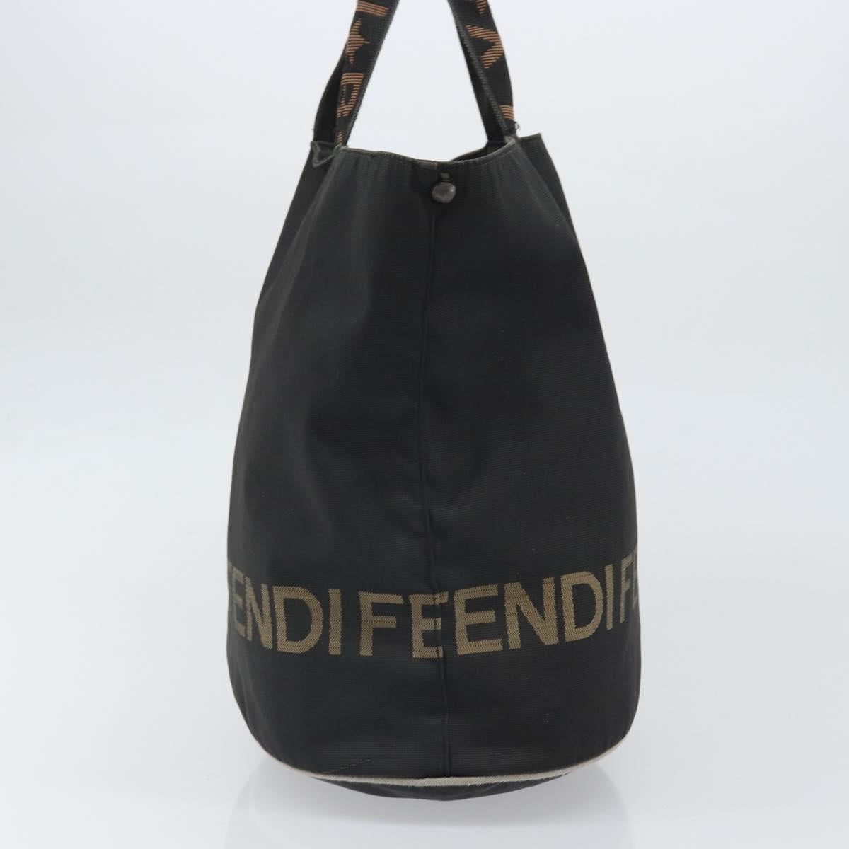 FENDI Hand Bag Nylon Black Silver Auth ep13140