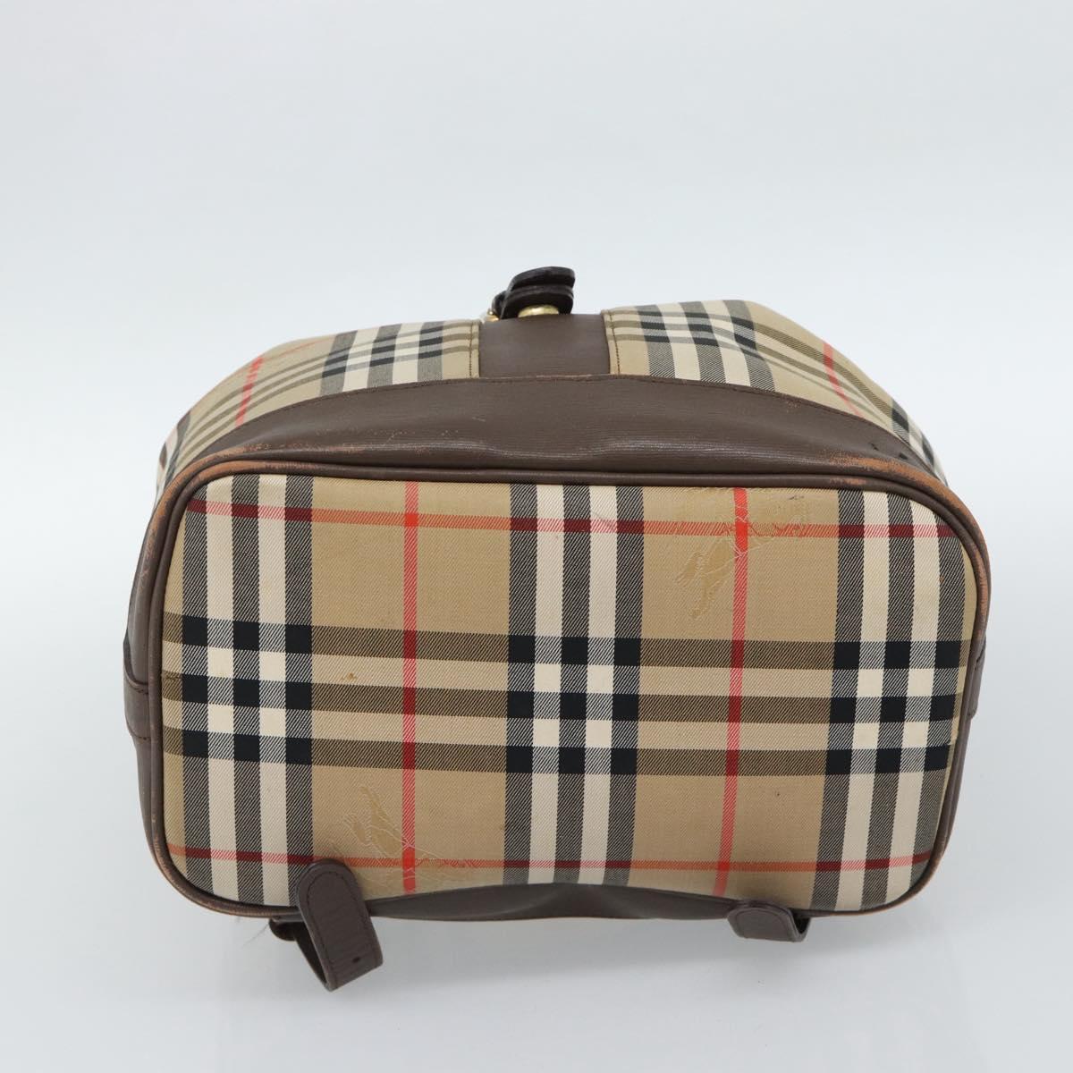 Burberrys Nova Check Backpack Canvas Beige Gold Auth ep13145