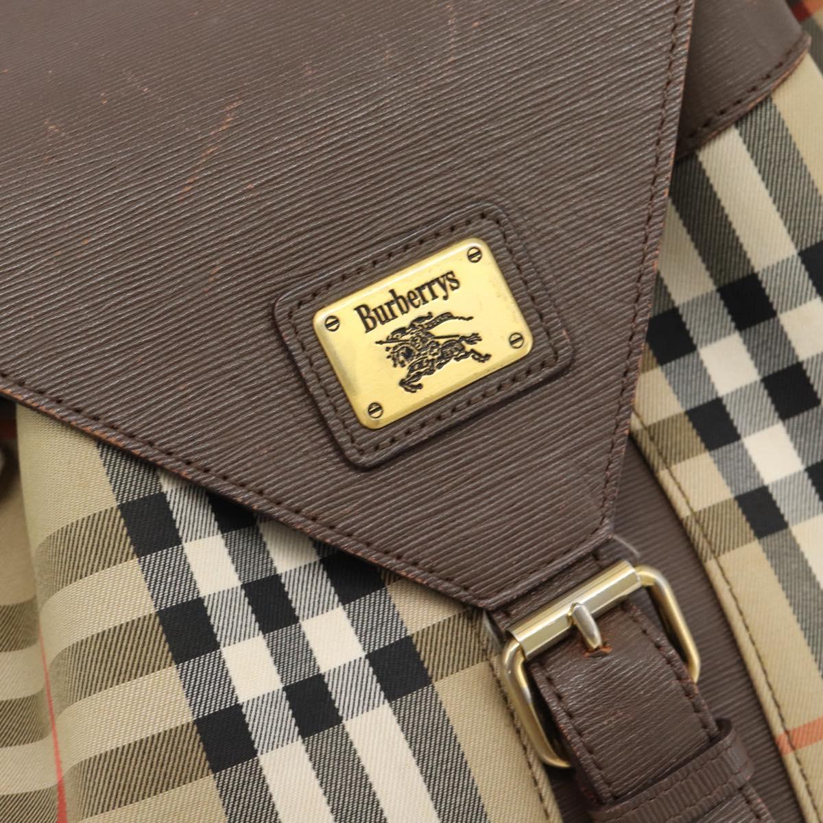 Burberrys Nova Check Backpack Canvas Beige Gold Auth ep13145