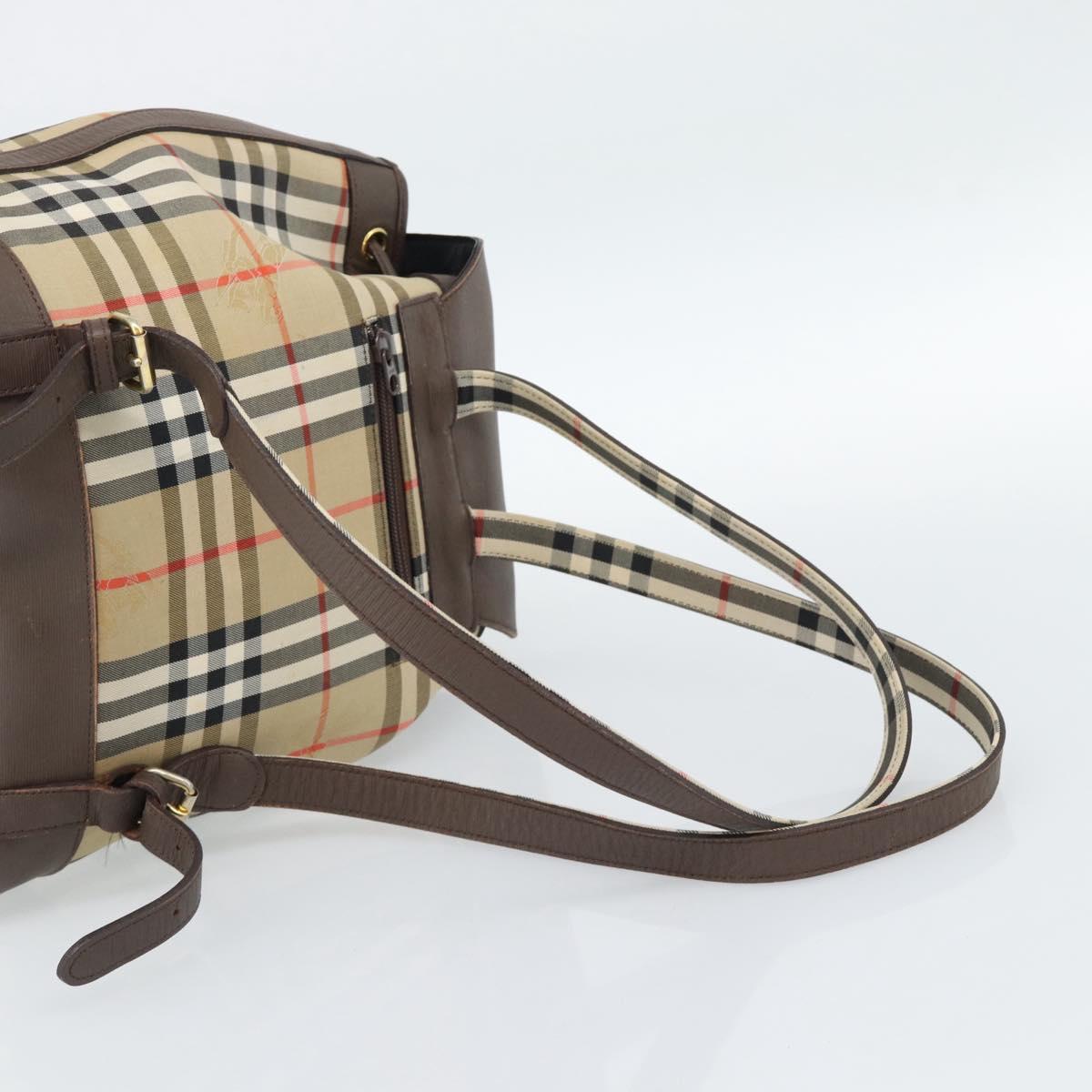 Burberrys Nova Check Backpack Canvas Beige Gold Auth ep13145