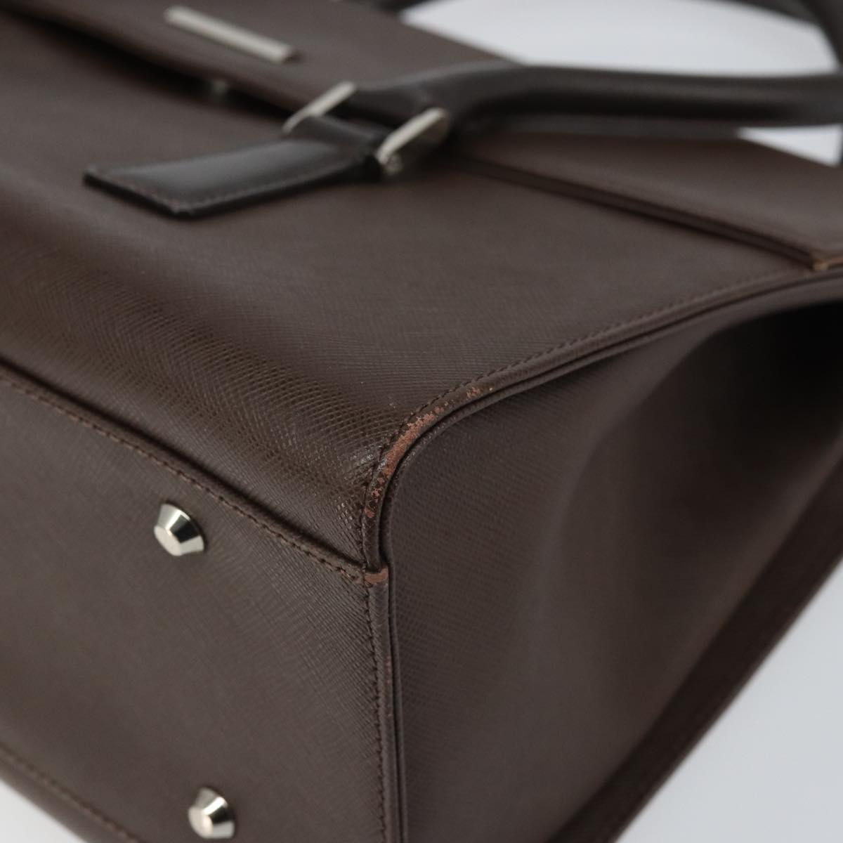 BURBERRY Hand Bag Leather Brown Silver Auth ep13146