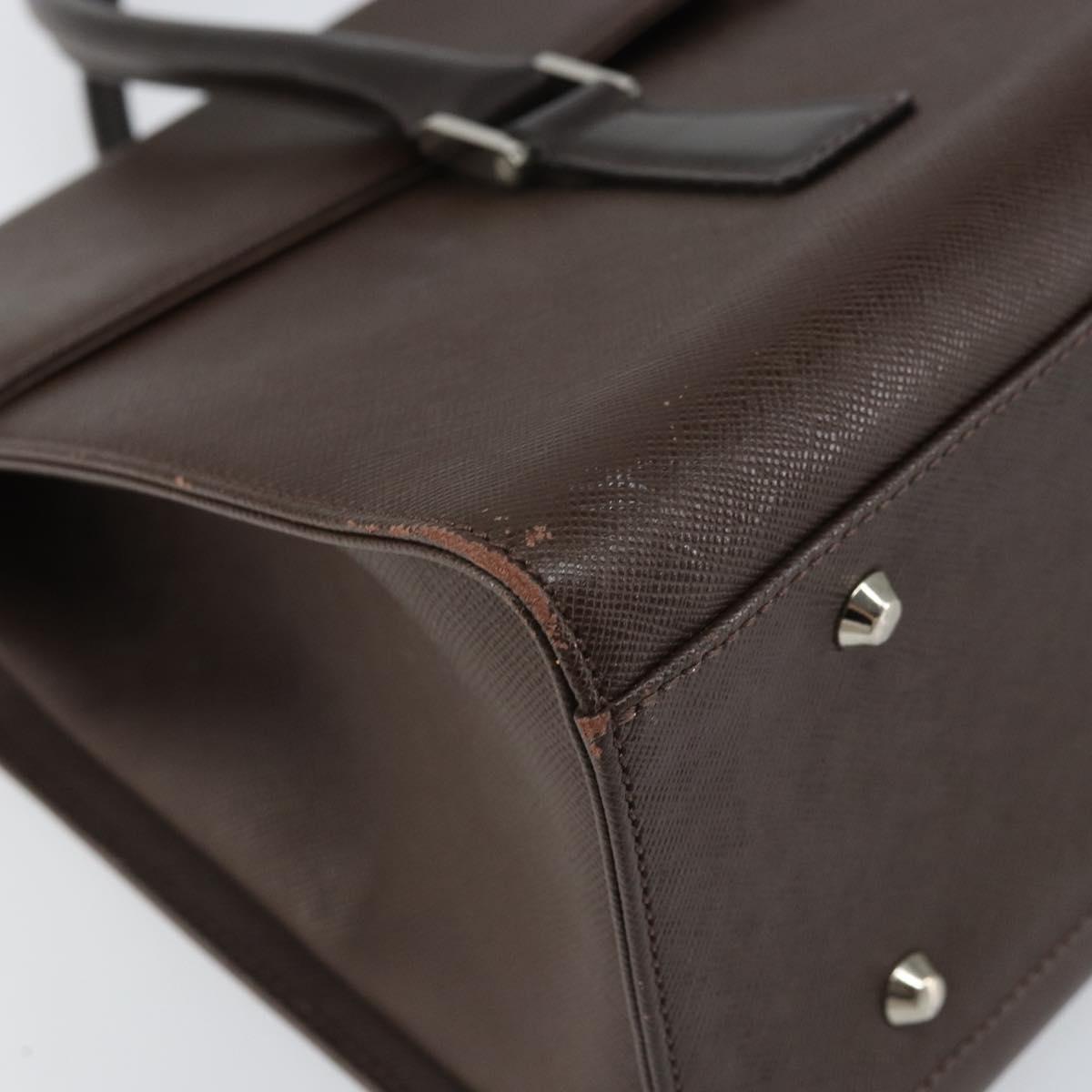 BURBERRY Hand Bag Leather Brown Silver Auth ep13146