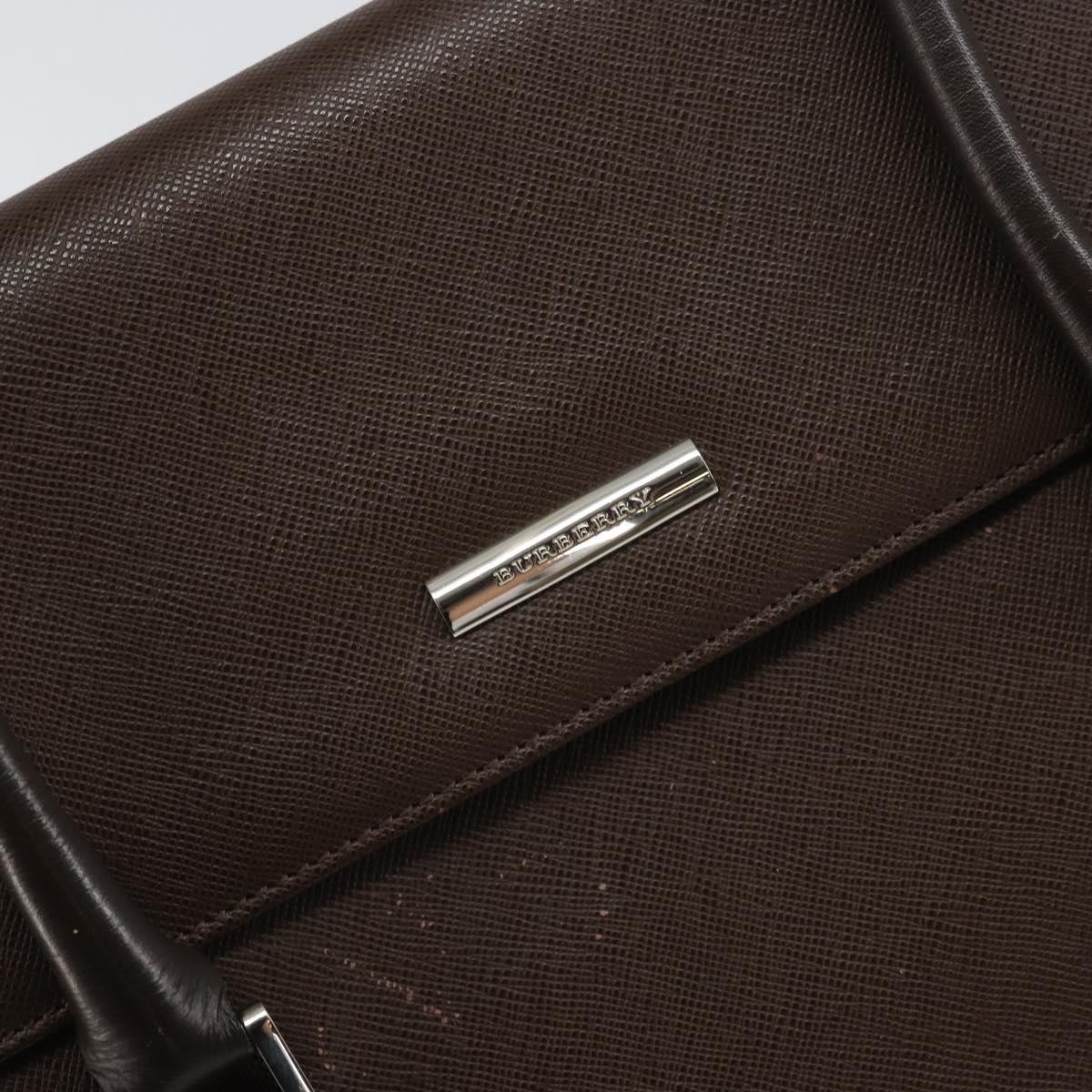 BURBERRY Hand Bag Leather Brown Silver Auth ep13146