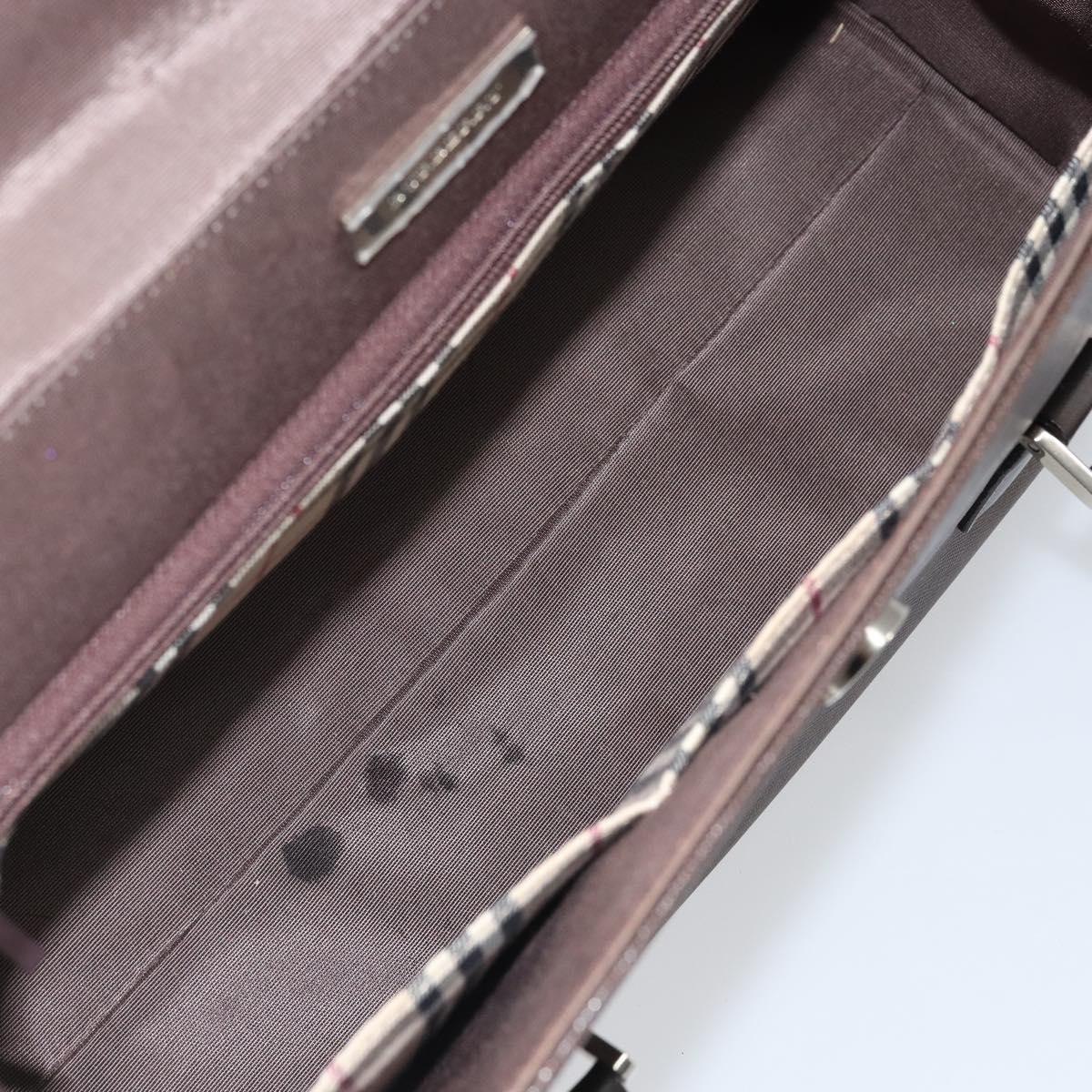 BURBERRY Hand Bag Leather Brown Silver Auth ep13146