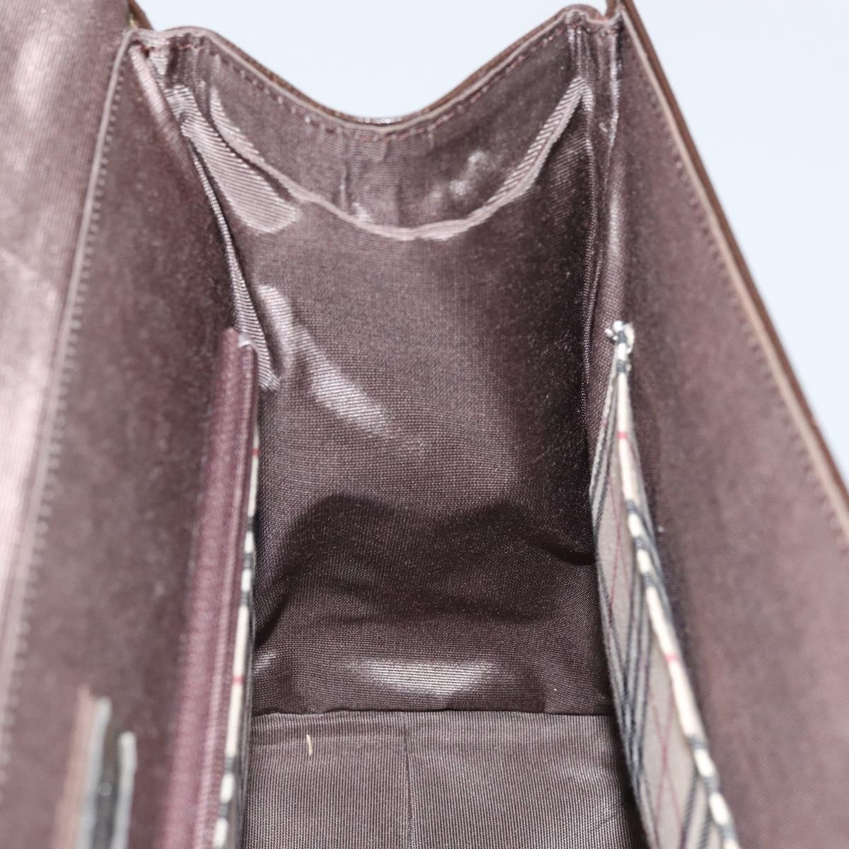 BURBERRY Hand Bag Leather Brown Silver Auth ep13146