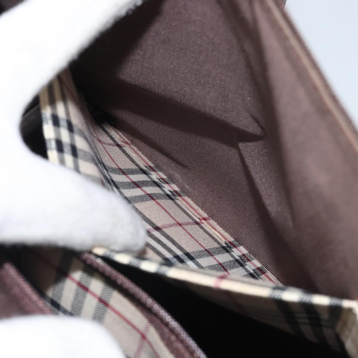 BURBERRY Hand Bag Leather Brown Silver Auth ep13146