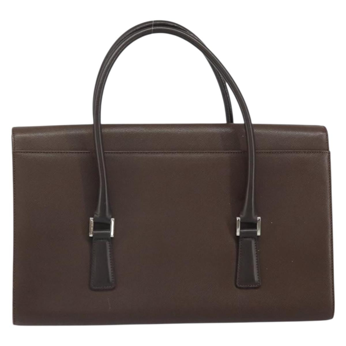 BURBERRY Hand Bag Leather Brown Silver Auth ep13146