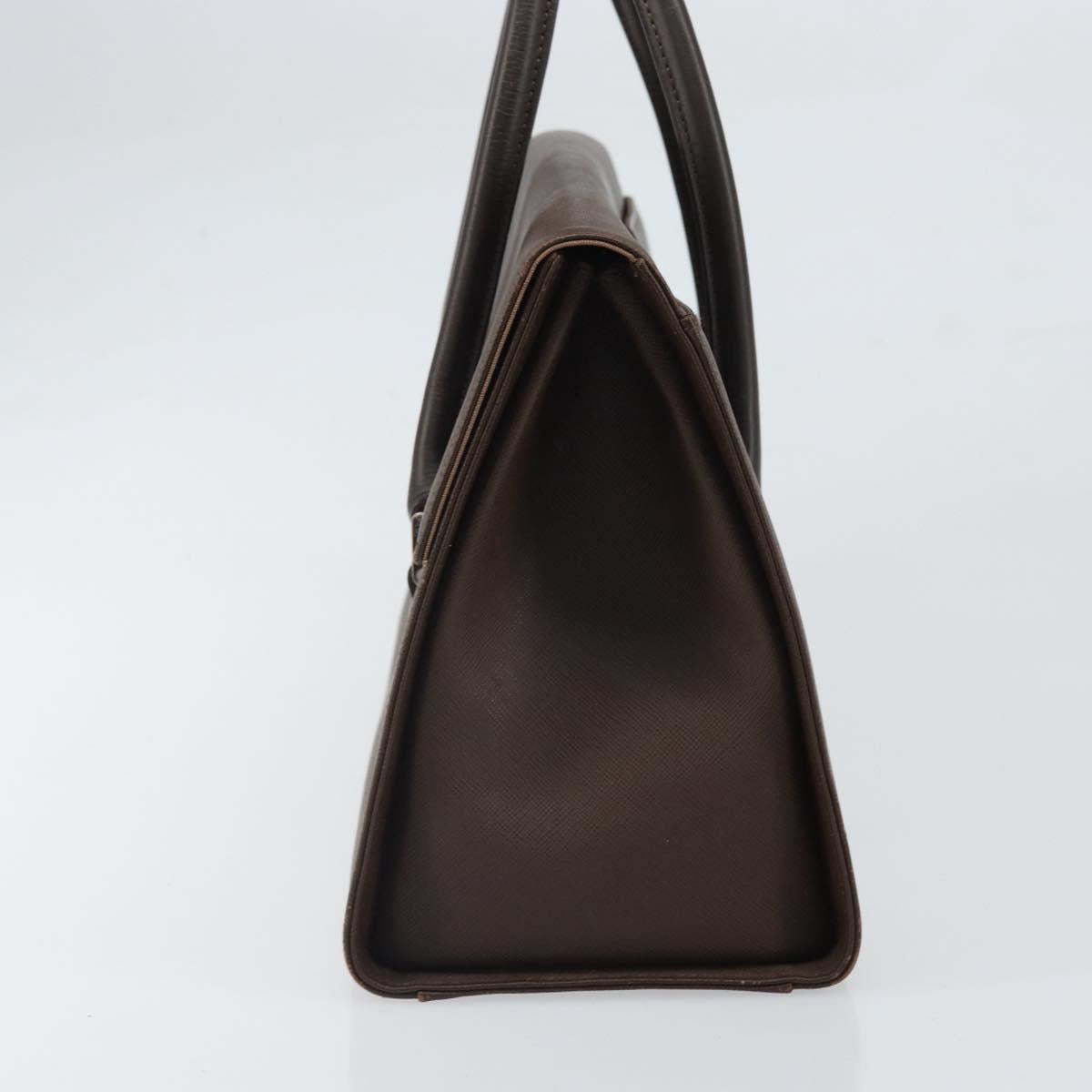BURBERRY Hand Bag Leather Brown Silver Auth ep13146