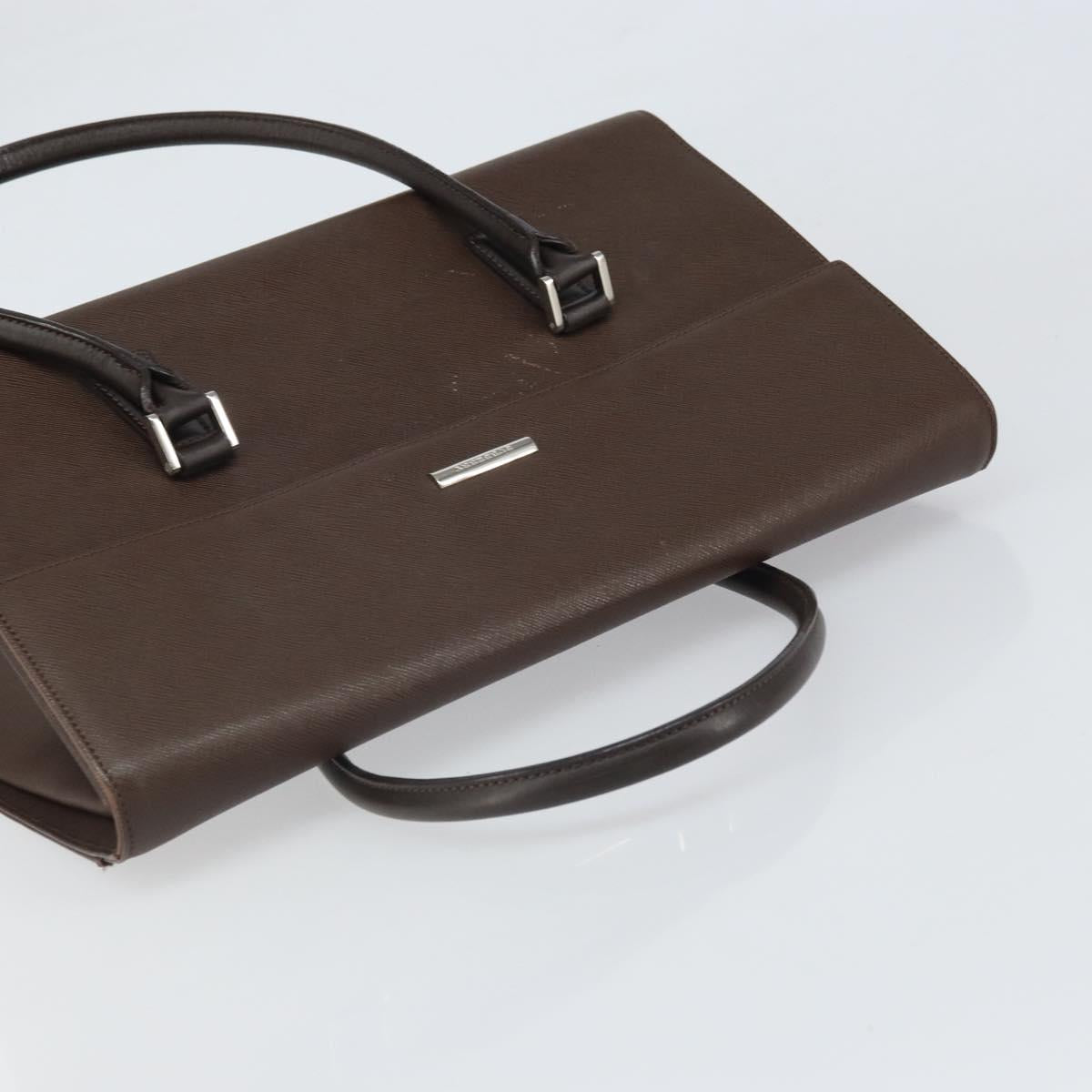 BURBERRY Hand Bag Leather Brown Silver Auth ep13146
