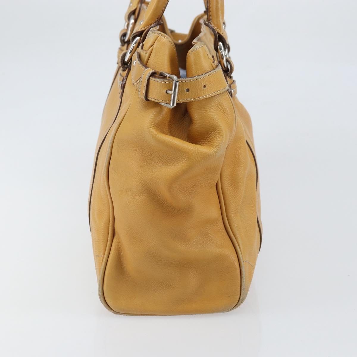 Christian Dior Hand Bag Leather Beige Silver Auth ep13147