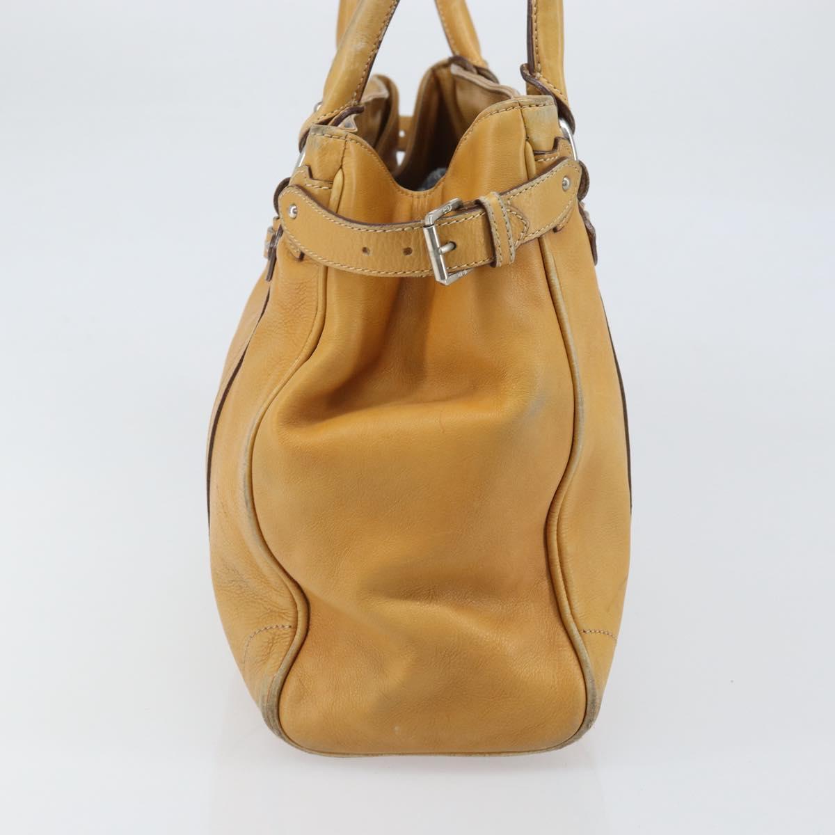 Christian Dior Hand Bag Leather Beige Silver Auth ep13147