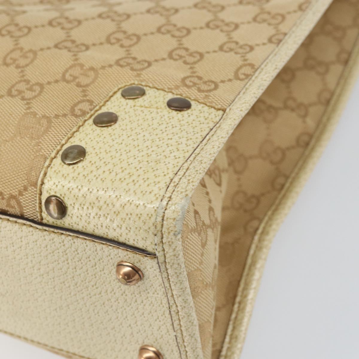 GUCCI GG Canvas Tote Bag Beige Gold 124261 Auth ep13162