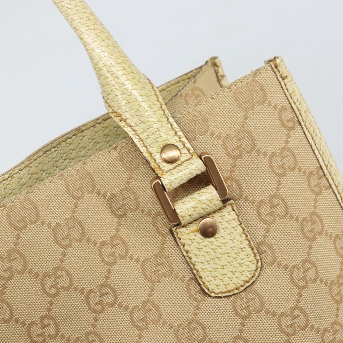 GUCCI GG Canvas Tote Bag Beige Gold 124261 Auth ep13162