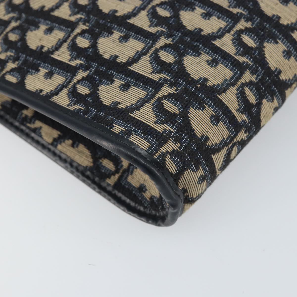 Christian Dior Trotter Canvas Shoulder Bag Navy Gold Auth ep13166