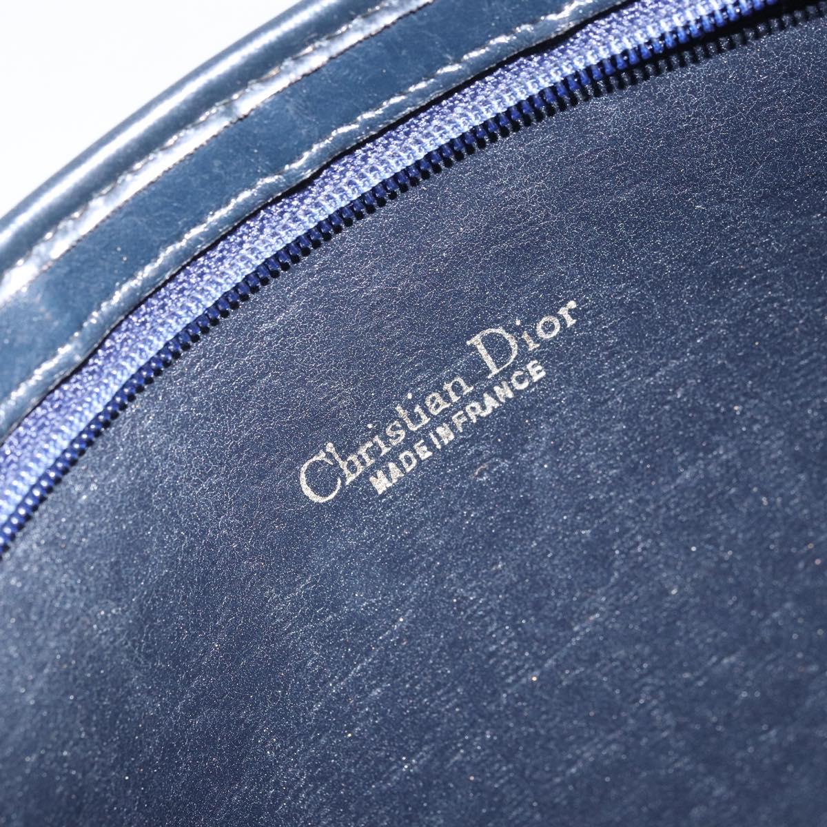 Christian Dior Trotter Canvas Shoulder Bag Navy Gold Auth ep13166