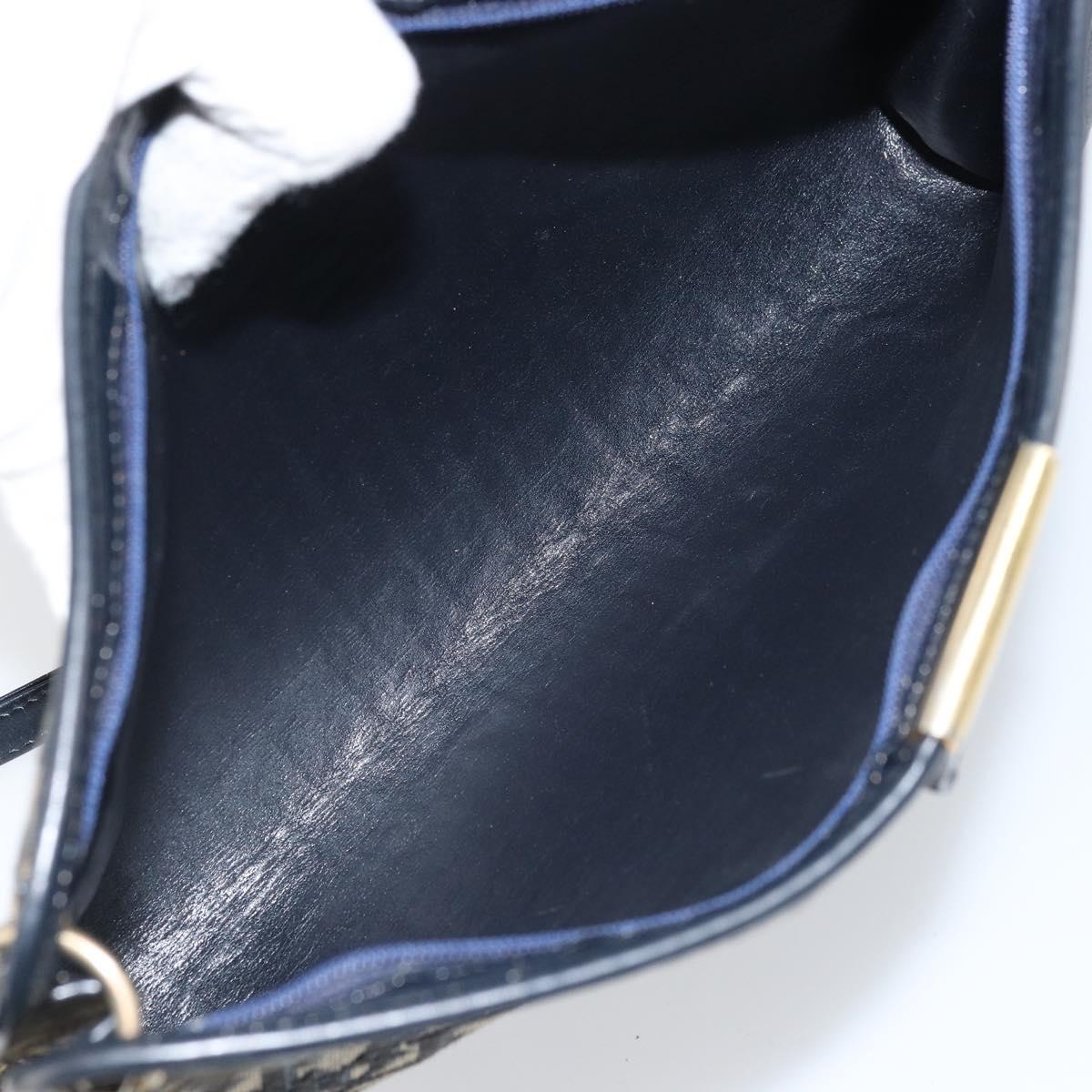 Christian Dior Trotter Canvas Shoulder Bag Navy Gold Auth ep13166