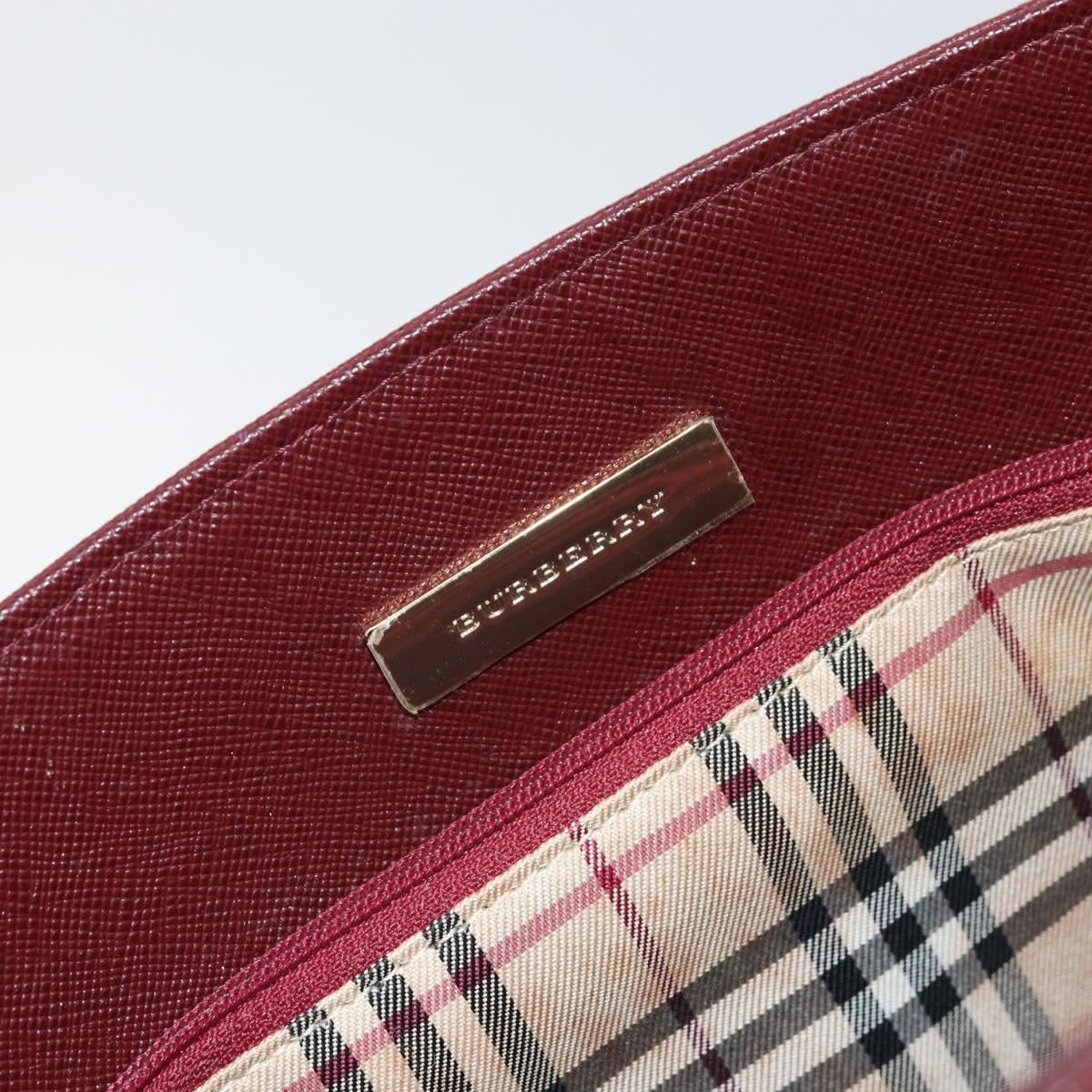 BURBERRY Hand Bag Leather Red Gold Auth ep13169