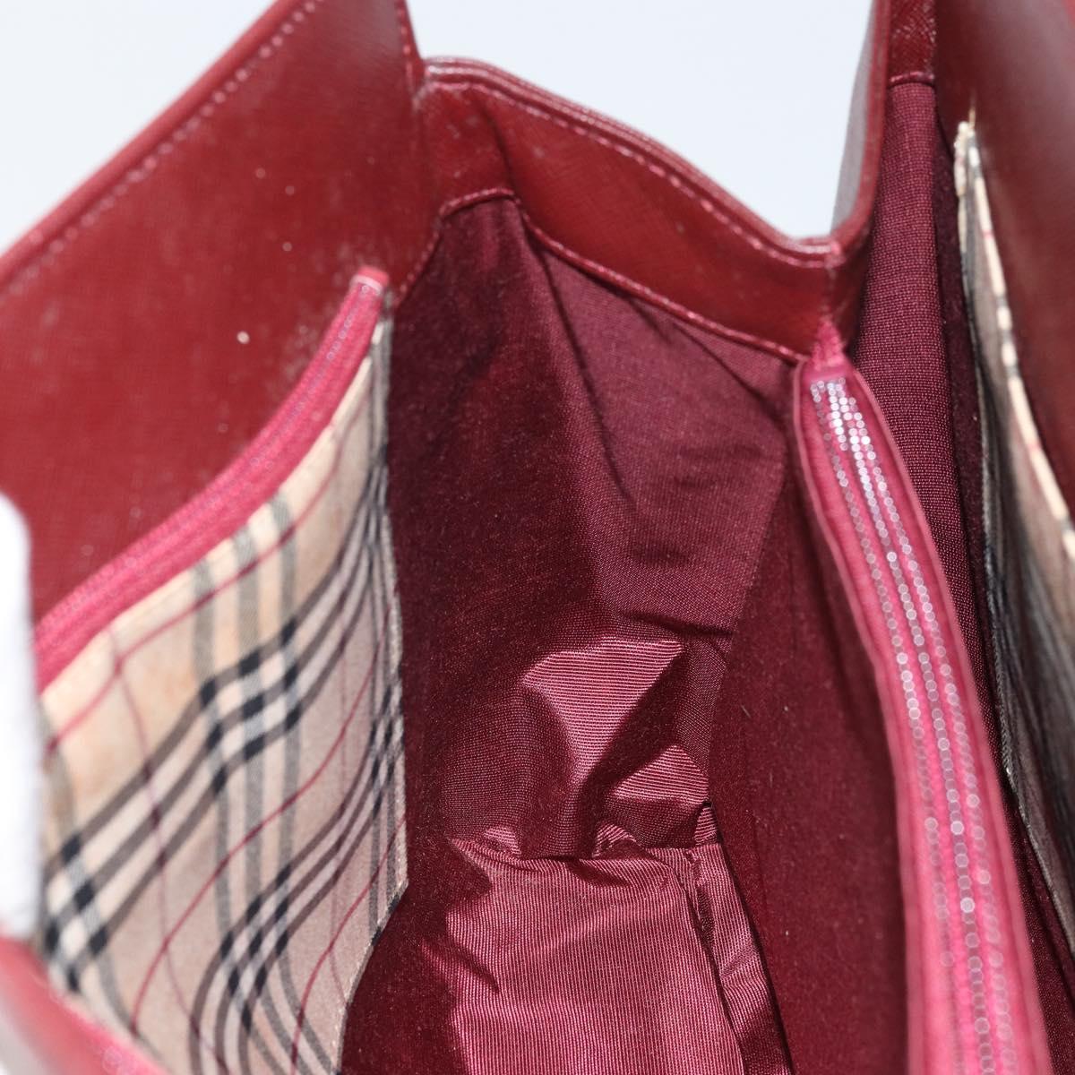 BURBERRY Hand Bag Leather Red Gold Auth ep13169