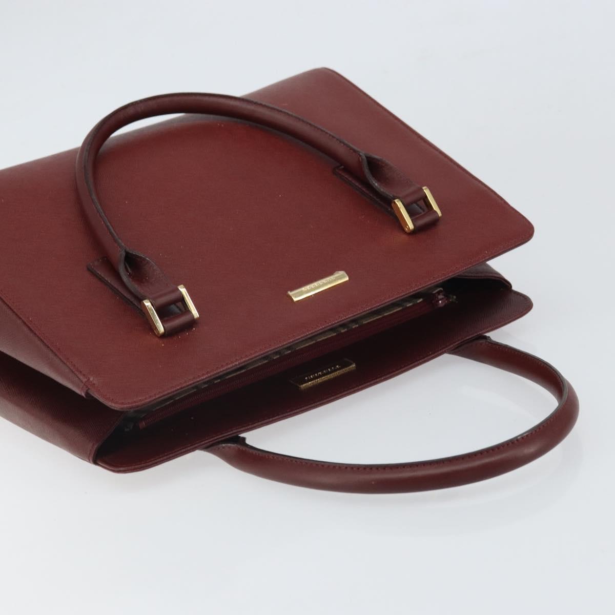 BURBERRY Hand Bag Leather Red Gold Auth ep13169