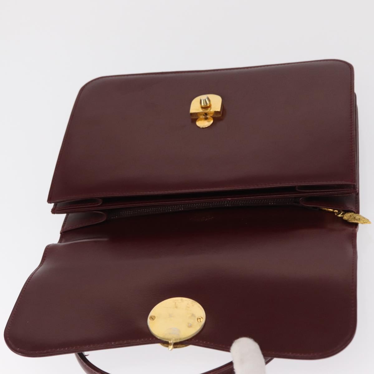 GUCCI Hand Bag Leather Bordeaux Gold Auth ep13170