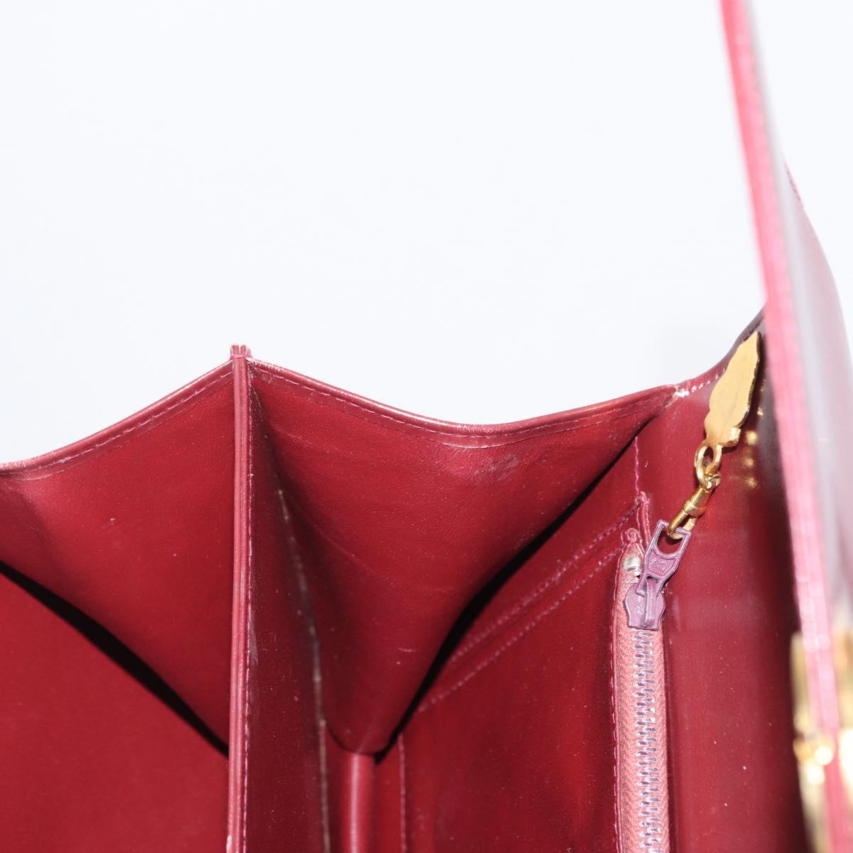 GUCCI Hand Bag Leather Bordeaux Gold Auth ep13170