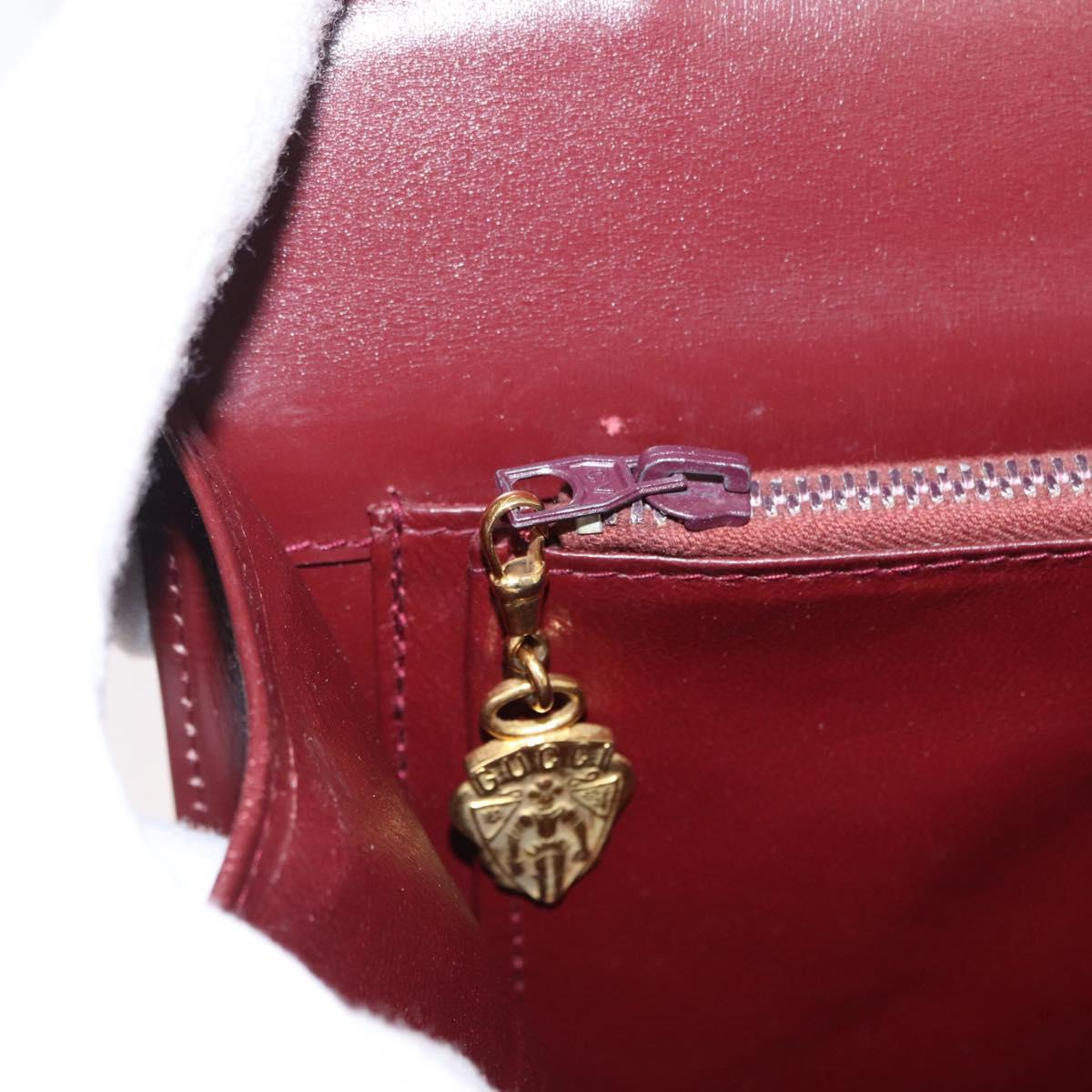GUCCI Hand Bag Leather Bordeaux Gold Auth ep13170