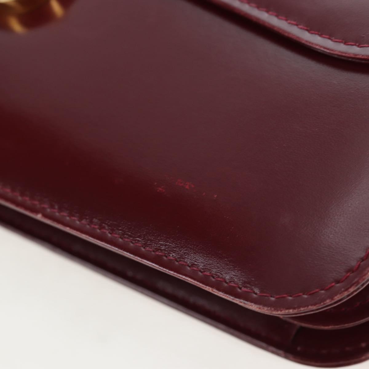 GUCCI Hand Bag Leather Bordeaux Gold Auth ep13170