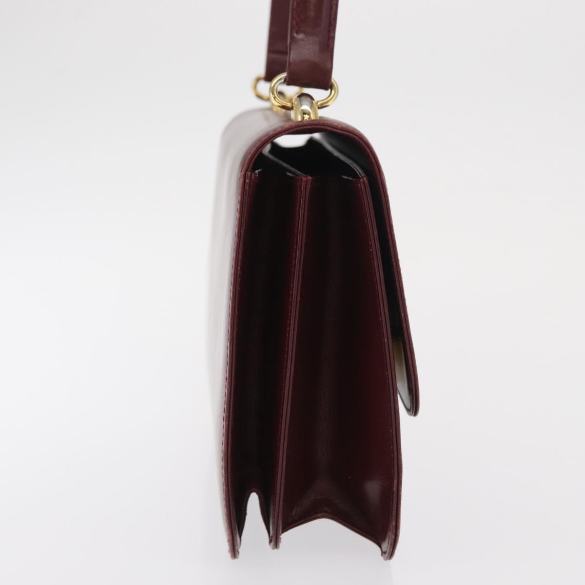 GUCCI Hand Bag Leather Bordeaux Gold Auth ep13170