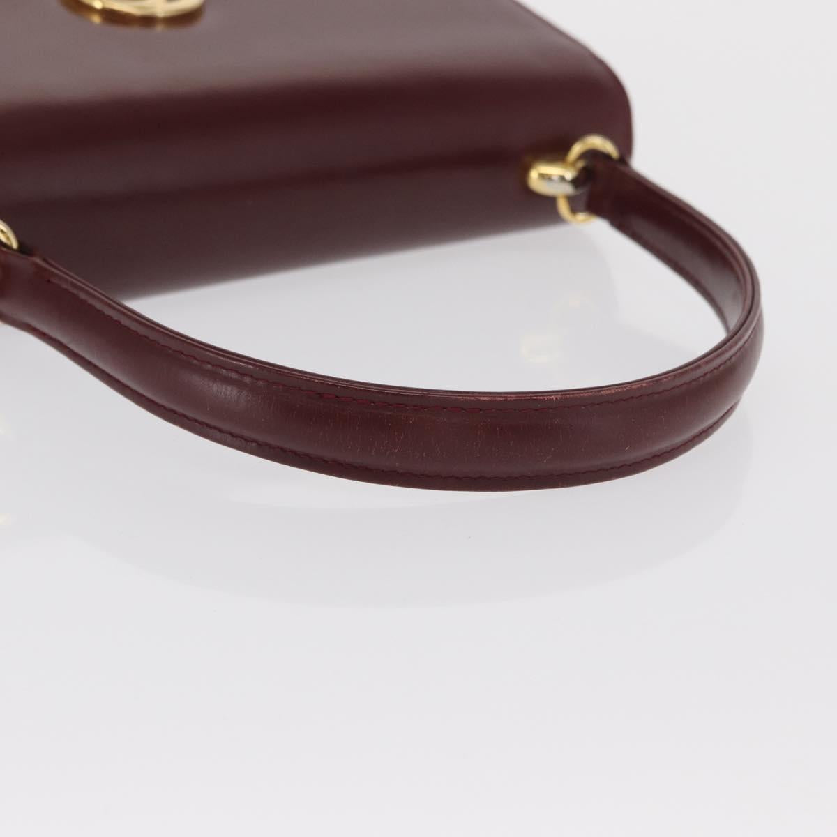 GUCCI Hand Bag Leather Bordeaux Gold Auth ep13170