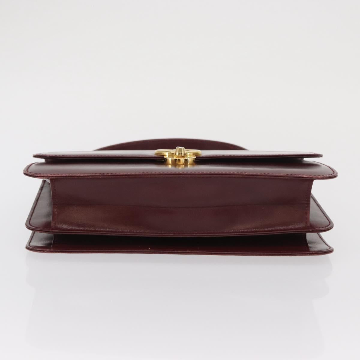 GUCCI Hand Bag Leather Bordeaux Gold Auth ep13170