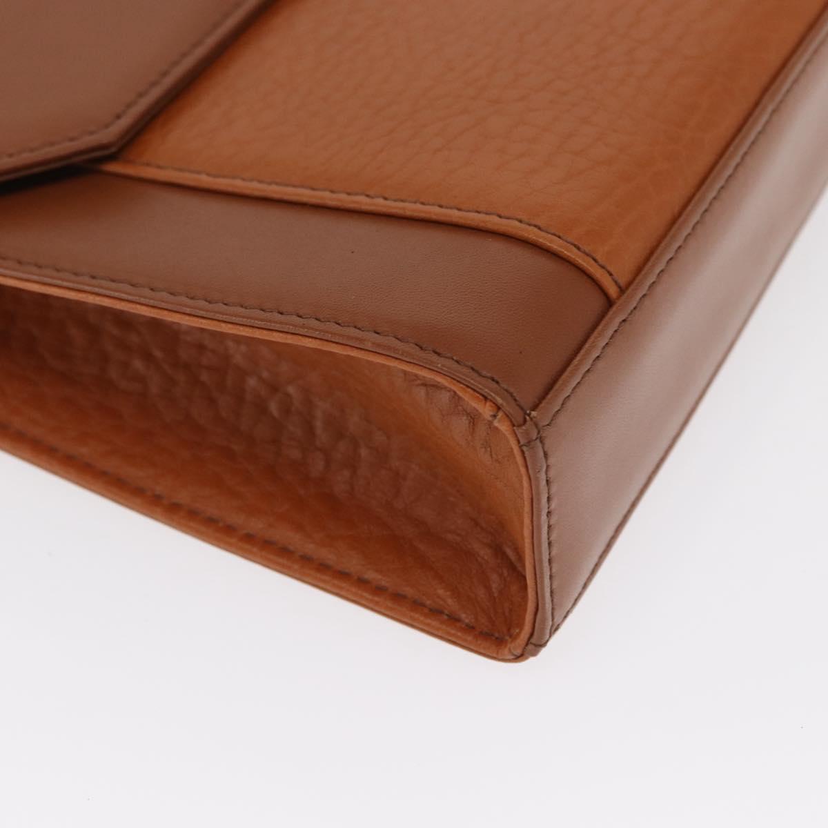 Burberrys Shoulder Bag Leather Brown Gold Auth ep13171