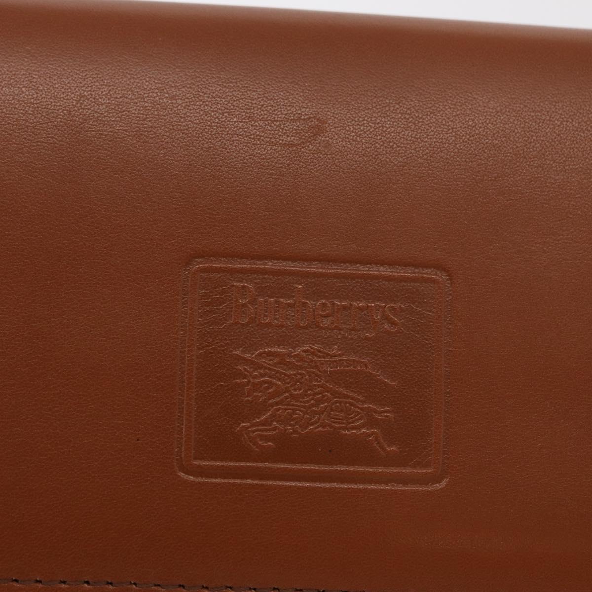Burberrys Shoulder Bag Leather Brown Gold Auth ep13171