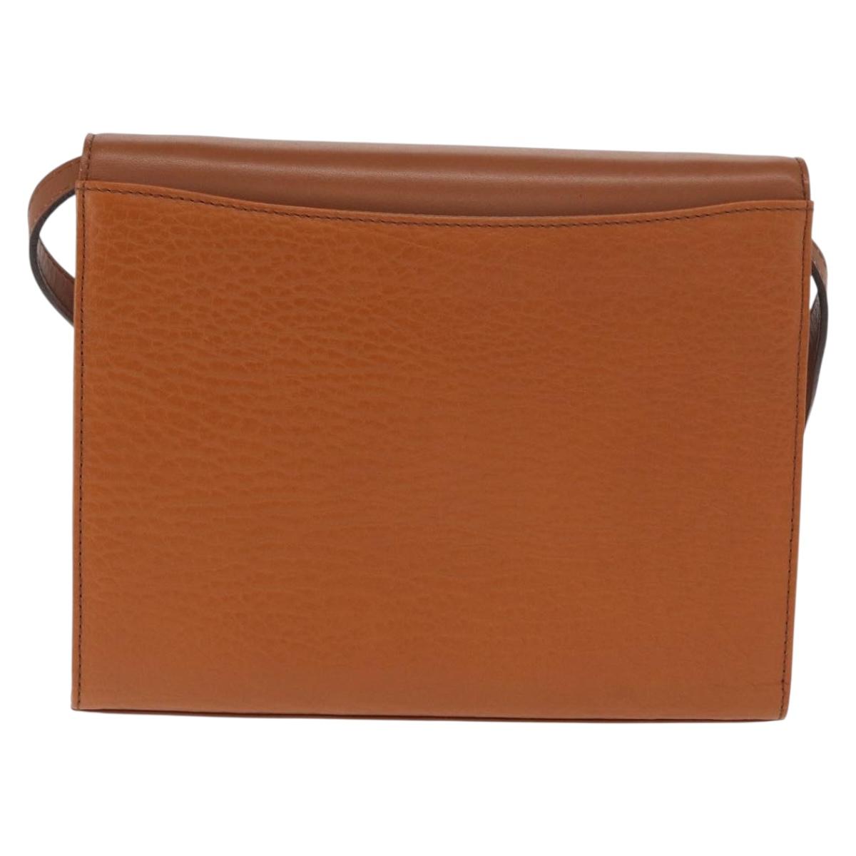 Burberrys Shoulder Bag Leather Brown Gold Auth ep13171