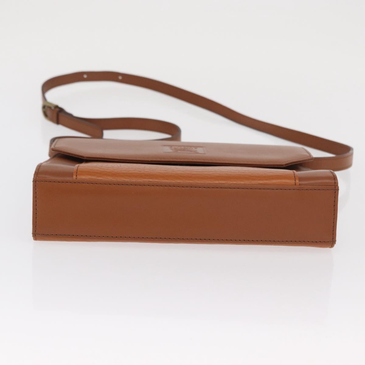 Burberrys Shoulder Bag Leather Brown Gold Auth ep13171