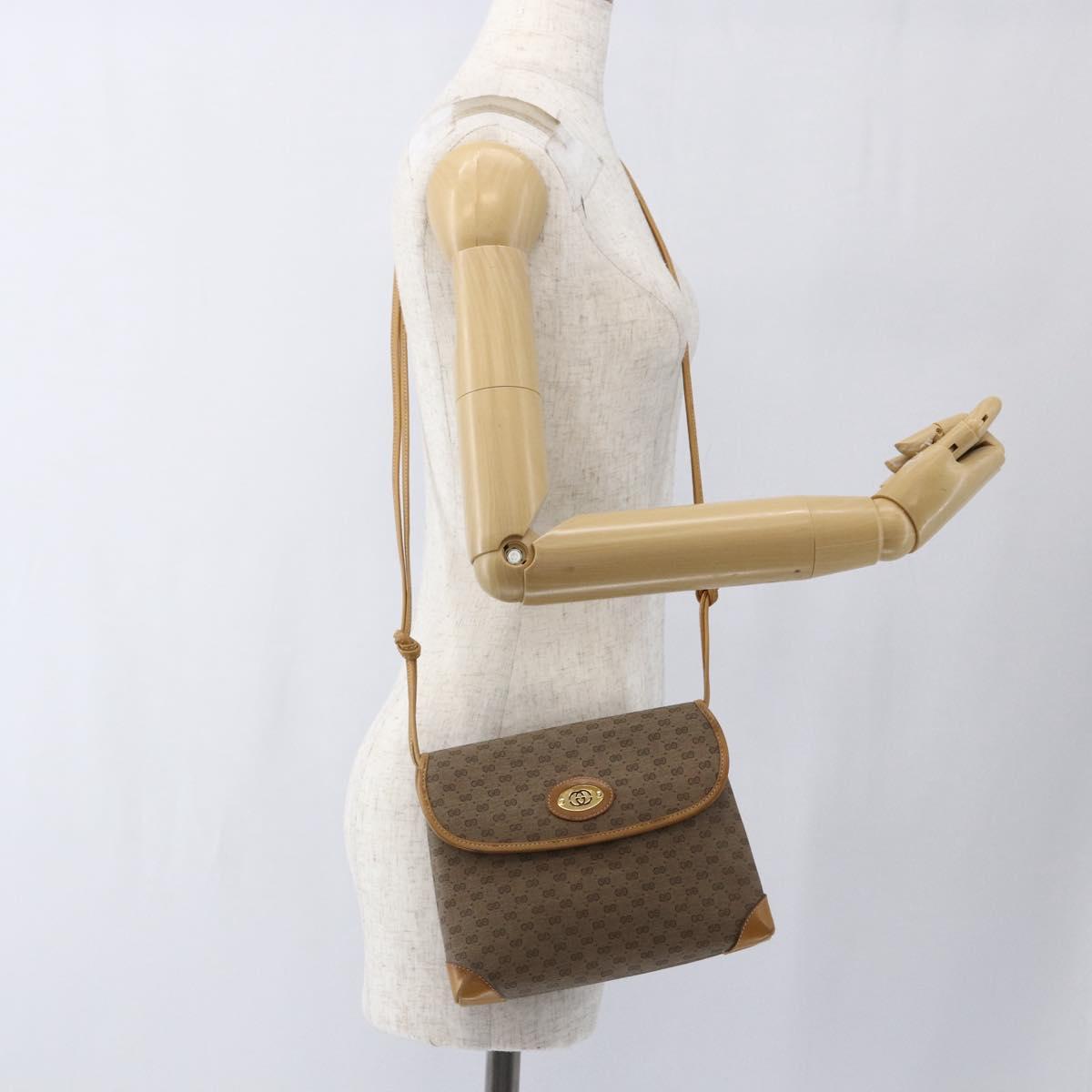 GUCCI Micro GG Supreme Shoulder Bag PVC Beige Gold 49 007 5548 Auth ep13173