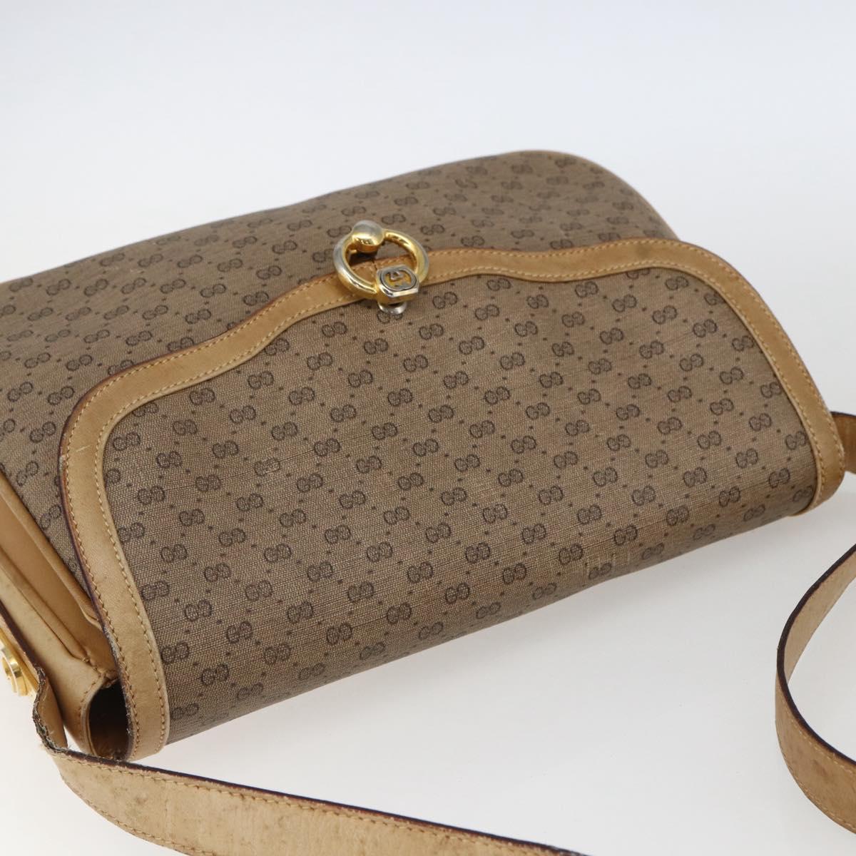GUCCI Micro GG Supreme Shoulder Bag PVC Beige Gold Auth ep13175