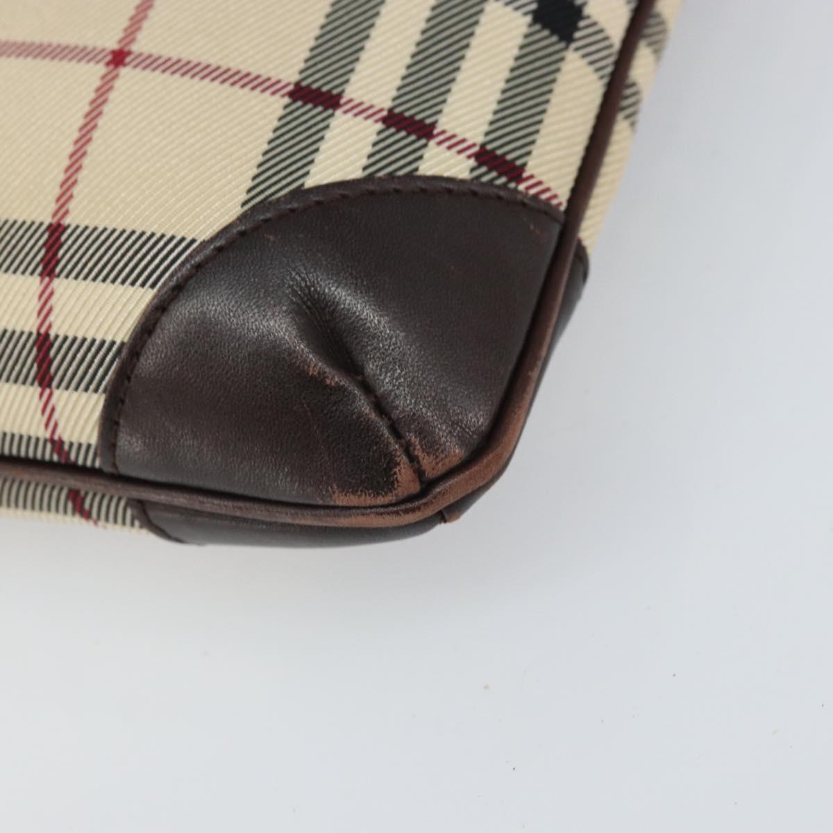 BURBERRY Nova Check Shoulder Bag Nylon Beige Silver Auth ep13178
