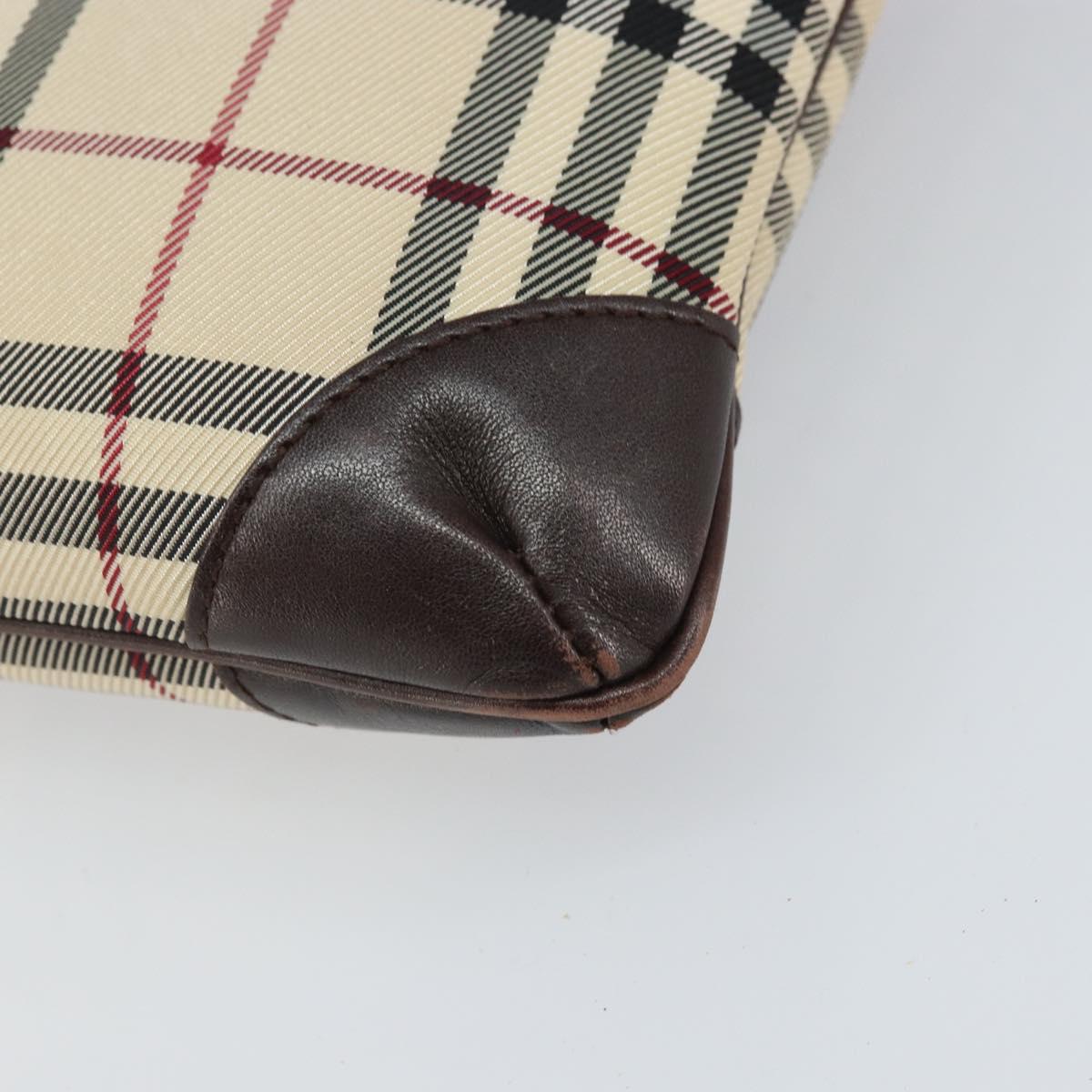 BURBERRY Nova Check Shoulder Bag Nylon Beige Silver Auth ep13178