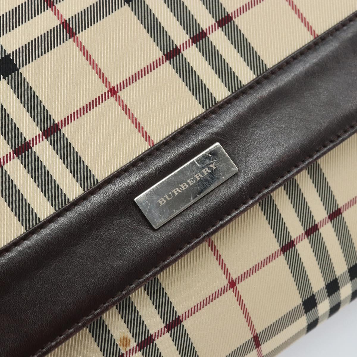 BURBERRY Nova Check Shoulder Bag Nylon Beige Silver Auth ep13178