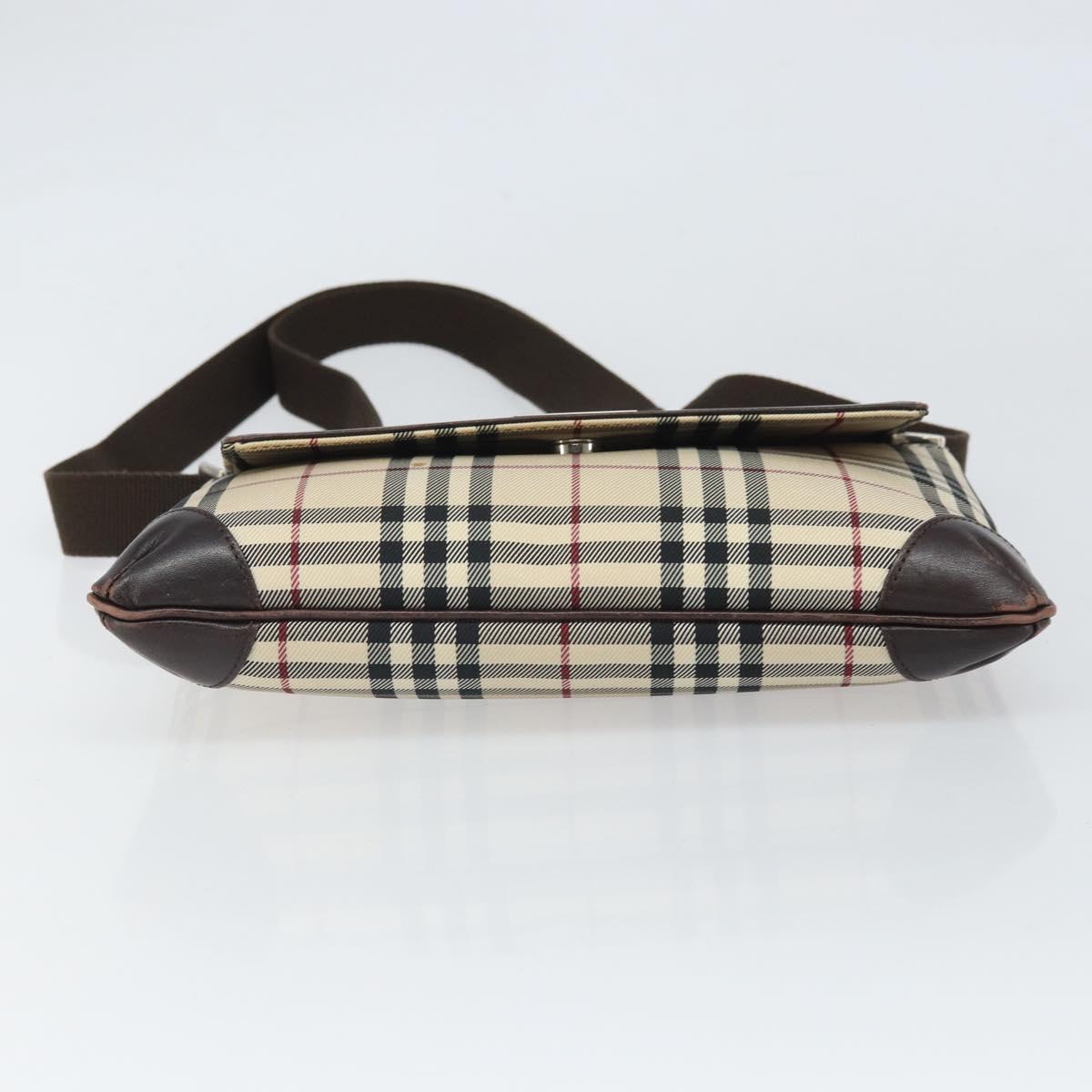 BURBERRY Nova Check Shoulder Bag Nylon Beige Silver Auth ep13178