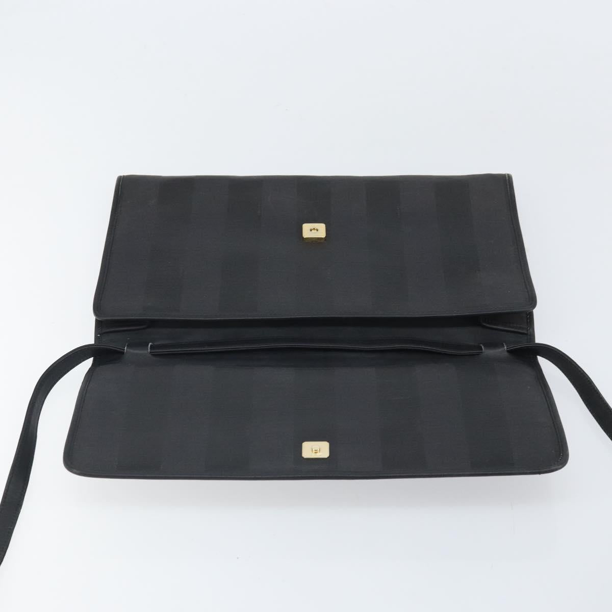 FENDI Pecan Canvas Shoulder Bag Black Auth ep13179